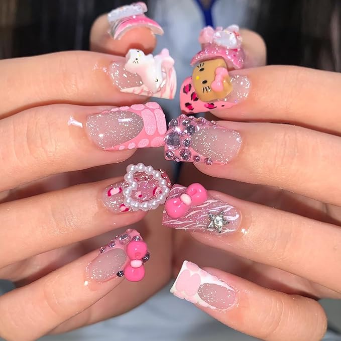 Duck Nail Tips 240pcs Extra Thick Short Duck Feet Nails Moon Cut, 12 Sizes Full Cover Clear Y2K Press on Acrylic False Nails, French Soft Gel Fake Nail Extension for Nail Salon and Home DIY