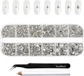 Beadsland Rhinestones for Makeup,8 Sizes 2500pcs Crystal Flatback Rhinestones Face Gems for Nails Crafts with Tweezers and Wax Pencil,Clear,SS4-SS30
