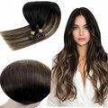 RUNATURE 20 Inch U Tip Human Hair Extensions Ombre Black to Brown Mix Caramel Blonde Pre Bonded Hair Extensions Straight Nail Tip Hair Extensions Silky Human Hair U Tip Extensions Remy 50g 50s