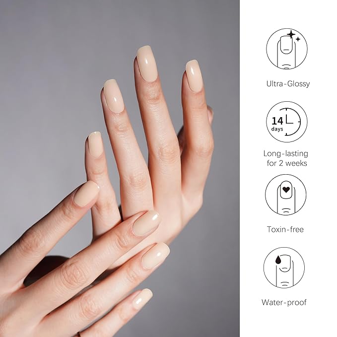 DANNI & TONI Semi Cured Gel Nail Strips Nude (Velvet Nude) Natural Gel Nail Wraps UV Led Nails 28 Stickers
