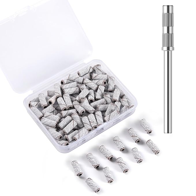 100pcs Small Nail Sanding Bands for Nail Drill,3.1mm Mini Nail Sanding Mandrel Bits 120 Grit Medium Nail File Bits for Acrylic Nails Gel Manicure Pedicure Nail Prep Salon Supplies,Zebra