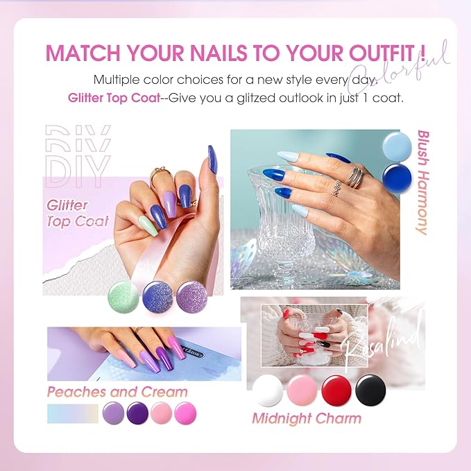 ROSALIND 30pcs Glass Bottle Gel Polish Set with Base and Glossy & Matte & Glitter Top Coat, 26 Colors Gel Nail Polish Set Pink Nude Yellow Black White Nails U V Needed Salon DIY Gift for Women