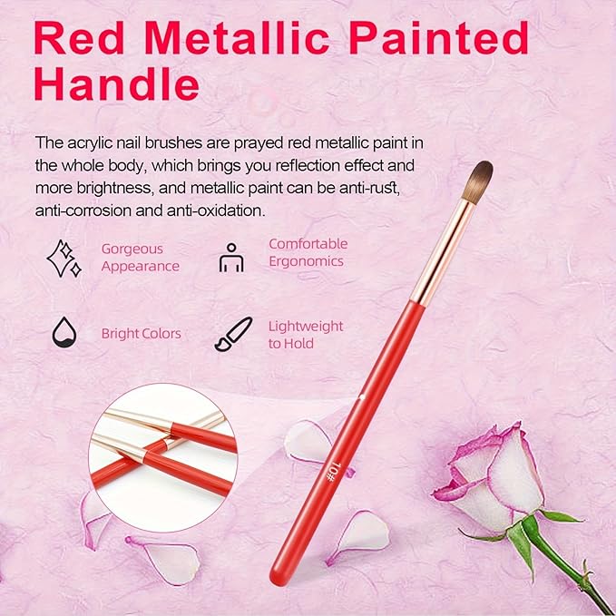 5PCS Acrylic Nail Brush Set,Professional Acrylic Nail Brushes Size 4# 8# 10# 12# 16# for Application Brushes for 3D Nail Art Extension Carving