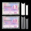 480PCS XL Extra Long C Curve Nail Tips, 2 Packs Natural and Clear Acrylic Nail Tips for Acrylic Nails Professional Set, Half Cover Square Straight Press on False Nail Tips for Nail Art 12 Sizes Box