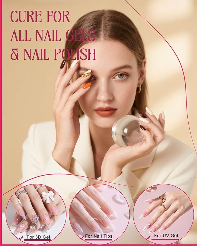 UV LED Nail Lamp for Gel Nails Polish, Flash Cure 36W Rechargeable Cordless Gooseneck Mini Nails Light, Quick Dryer with Timers Smart Sensor Ambient Lighting, Home DIY & Professional