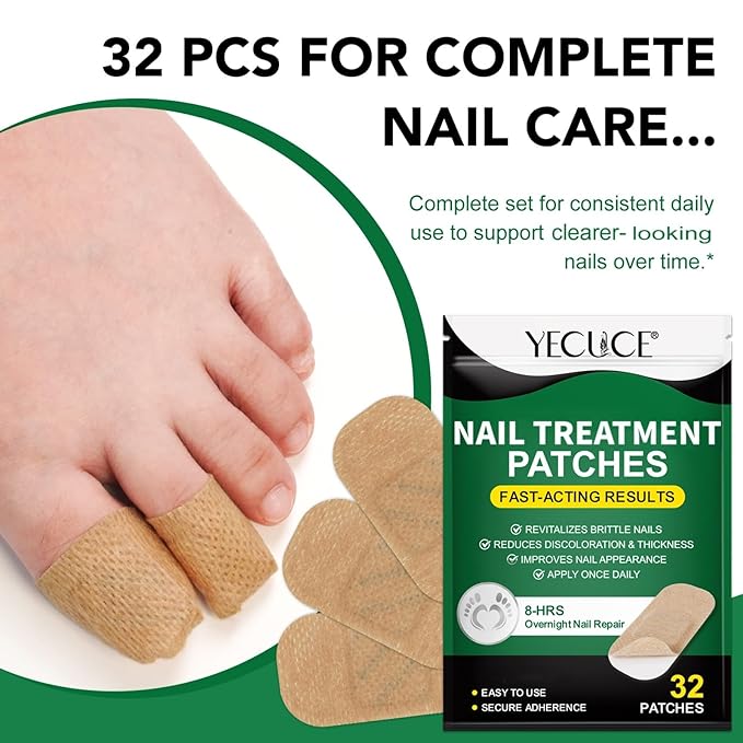 Toenail Treatment Extra Strength - 32 Pcs Nighttime Nail Patches for Toenails - Toe Nail Treatments for Nails Repair & Care - Easy to Use