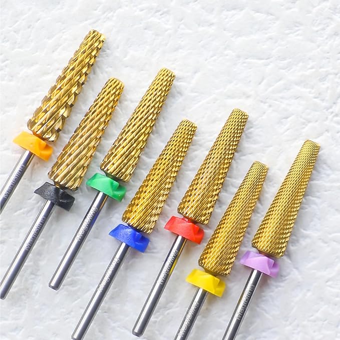 24mm Super Long 5-in-1 Tapered Barrel Nail Drill Bit, 3/32'' Tungsten Carbide E-File Bit for Fast Gel Removal & Long Nail Shaping, Two-Way Rotation Safety Bit for Acrylic Extensions, Double Fine