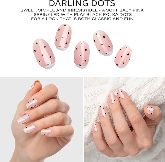 Semi-Cured Gel Nail Strips - 20 Salon-Quality Gel Sticker with UV Light Required, Long Lasting, Easy Application & Removal, Includes Prep Pad, Nail File, Wooden Stick – Darling Dots