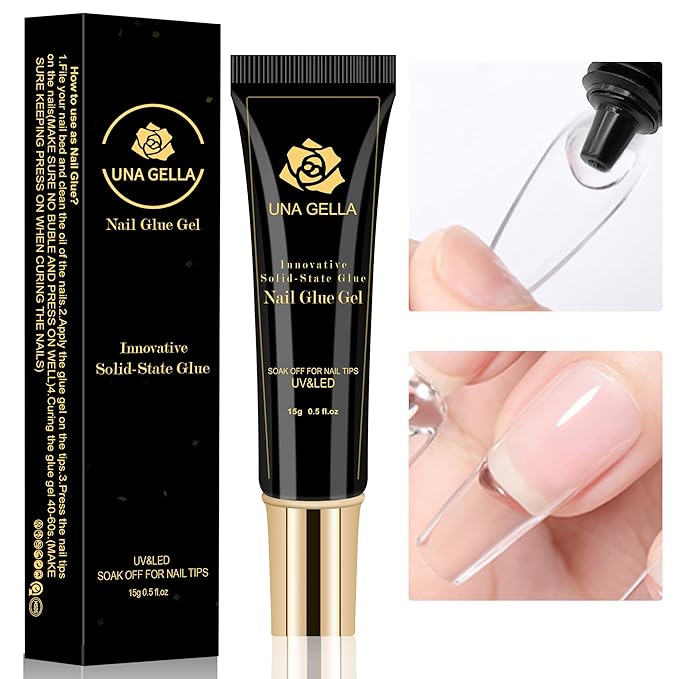UNA GELLA Gel Nail Kit Nail Extension Kit with Soft Gel Nail Tips Almond Nails Tips 600Pcs with Nail Glue Gel 15ml 1Pcs Innovative DIY Nails Art Home Gelly Tips Acrylic Nail Kit