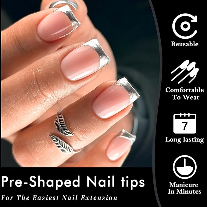AddFavor Short Square Gel Nail Tips, 600pcs Acrylic Nail Tips Full Cover Clear Press on Nails False Tips for Nail Extension, 12 Sizes Short Fake Nails