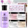 WAYI Professional Acrylic Nail Kit – 58ml Monomer + 4-Color Acrylic Powder, 500 White French Nail Tips, Clipper, Brush & Full Tool Set for Extensions & Sculpting