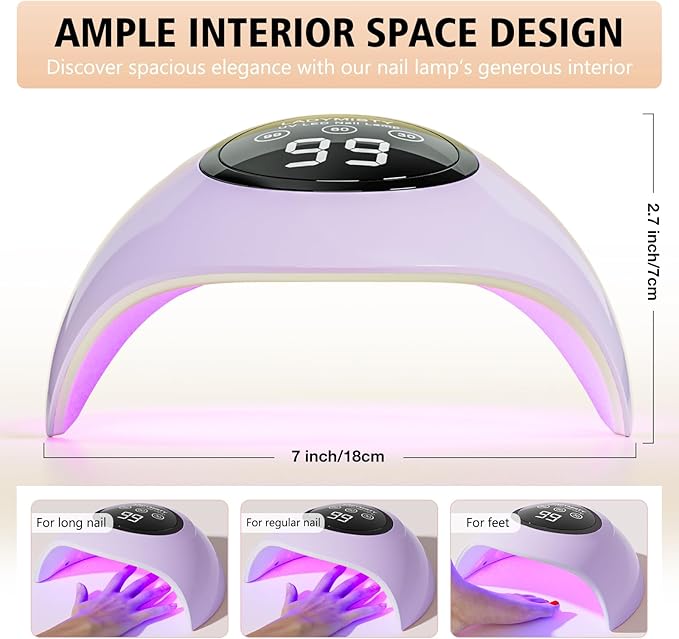 72W UV LED Nail Lamp, 2026 New Upgrade UV Light for Gel Nails with 18 Beads, 3 Timer Nail Dryer, LCD Display, Auto Sensor, Professional Nail Lamps for Gel Polish – Best Gifts, Purple Lamp