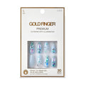GoldFinger Premium Luxury False Nails Kit, Ready to Wear Fake Nails, Manicure Stick and Glue Included, Long Coffin Shape with 3D Rhinestones, Long-Lasting Hottest Trend Glue on Nails