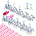 Makartt Nail Stand: Clear Nail Holder for Painting Nails DIY, Magnetic Press on Stand for Art Display Practice, Clear Glitter Flower Fake Holder for Home Salon with Reusable Adhesive Putty