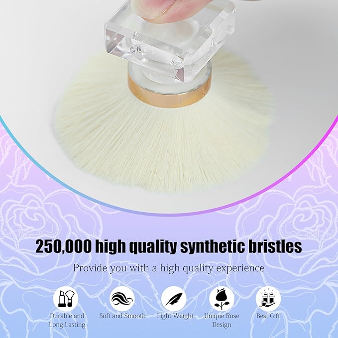 Nail Dust Brush for Nails, Nail Art Dust Powder Remover Brush, Beige Rose Cleaner Brush for Makeup or Blush Nail Arts Brush, Nail Dusting Brush Tools