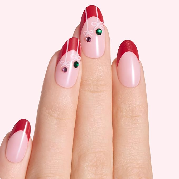 Dashing Diva Magic Press Nail Set - Having A Ball - Long Almond Press Ons - Long Lasting Gel - Lasts Up to 10 Days - Gel Set - 4-Piece Manicure Kit with 30 Nails