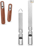 Stainless Steel Nail File with Anti-Slip Handle and Leather Case, Double Sided and Files Nails Easily for Men and Woman,Great for Home Salon or Travel Use (2 PCS Metal)
