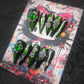 Handmade Press On Nails 10Pcs Dark Gothic Style Manual Vertical Pupil Fake Nails for Women Party Holiday Photo 3.2CM Size S