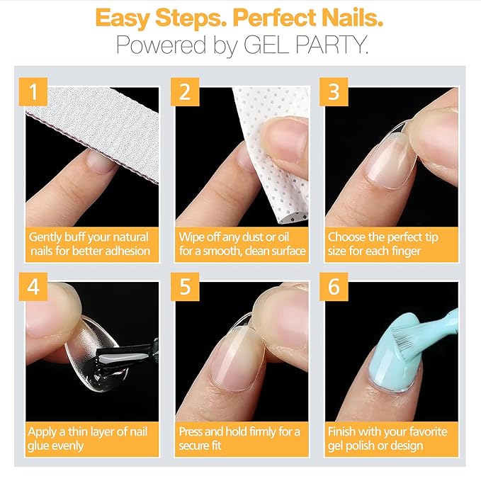 GELPARTY Soft Gel Nail Tips Medium Stiletto - 240 Pcs Pre-Buffed Matte Full Cover Tips - No Filing Needed, Soak Off Gel Extension System - Clear False Nails (12 Sizes)