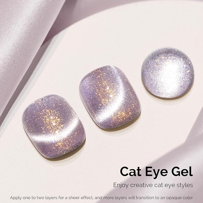 MelodySusie Starry Cat Eye Gel Nail Polish, 0.5 Fl Oz Light Pink Glitter Holographic Magnetic Nail Polish with Magnet, UV Nail Polish for Nail Art Manicure Salon DIY at Home G1703