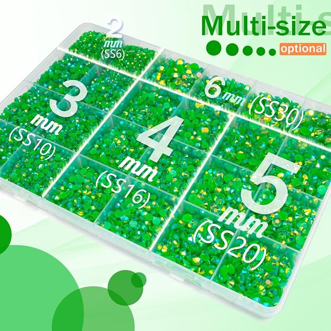 Green AB Resin Rhinestones w B7000 Jewelry Glue for Bedazzling Crafting 2mm-6mm Flatback Jelly Stones Diamonds Gems Bedazzler Kit Charms for Nails Face Eyes Makeup Tumblers Bottles Crafts Shoes