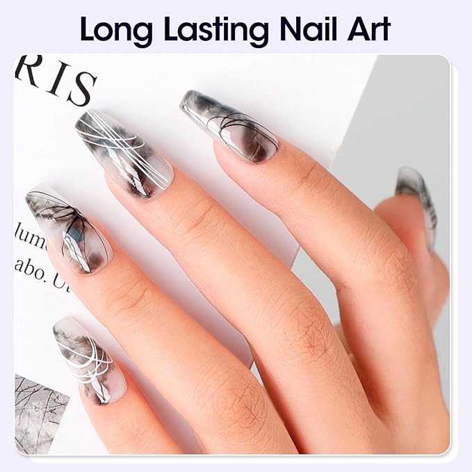 GELLEN Spider Gel for Nails, Classic Black White Spider Gel Paint Line Drawing, Elastic Nail Art Soak off Polish for Salon Home DIY Nail Art Design, Easy To Use, UV/LED Cured