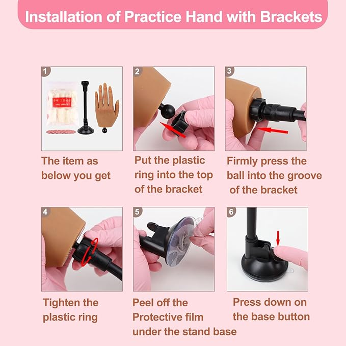 Nail Practice Hand for Acrylic Nails with 516 Pcs Nails, Silicone Fake Hands to Practice Fake Nails Mannequin Hand for Nails Practice and Nail Art Single Left Hand Brown