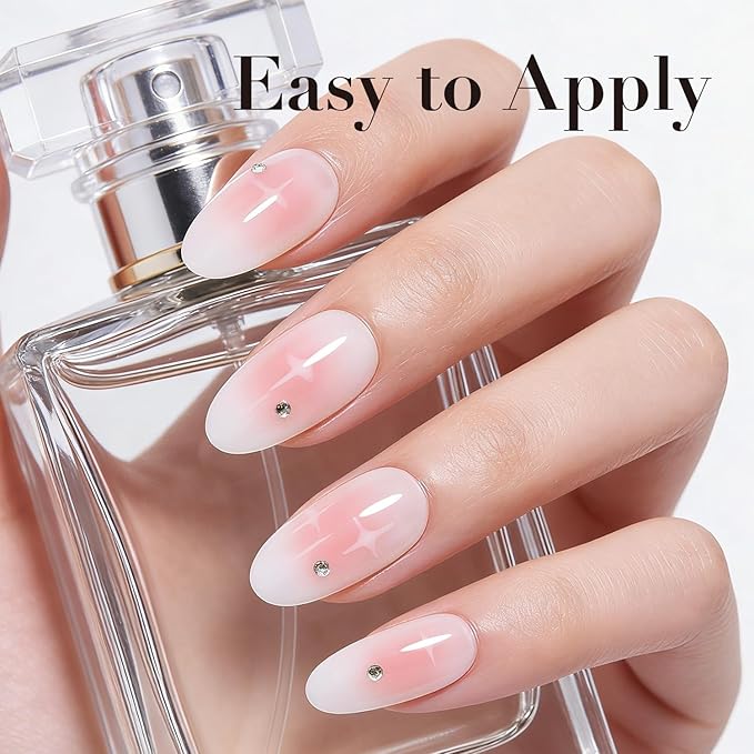 AZUREBEAUTY Dip Powder Nail Starter Kit, 4 Colors Translucent Jelly Nude Gentle Pink Dipping Powder System Liquid Set with Base & Top Coat Activator for French Nail Art Manicure Salon DIY