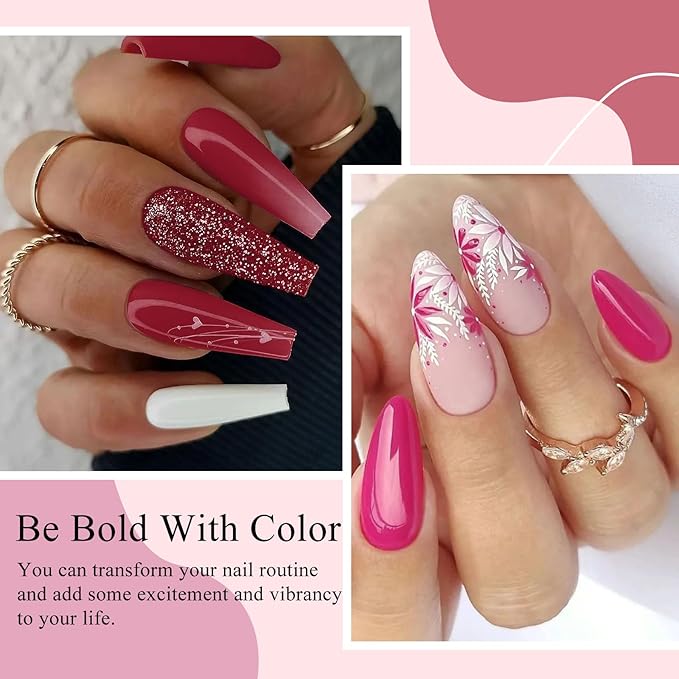 MTSSII Red Gel Nail Polish Set - 8 Colors Bloody Mary Collection Popular Shimmer Red Burgundy Gel Polish Kit Nail Art Design DIY Salon Home Gifts