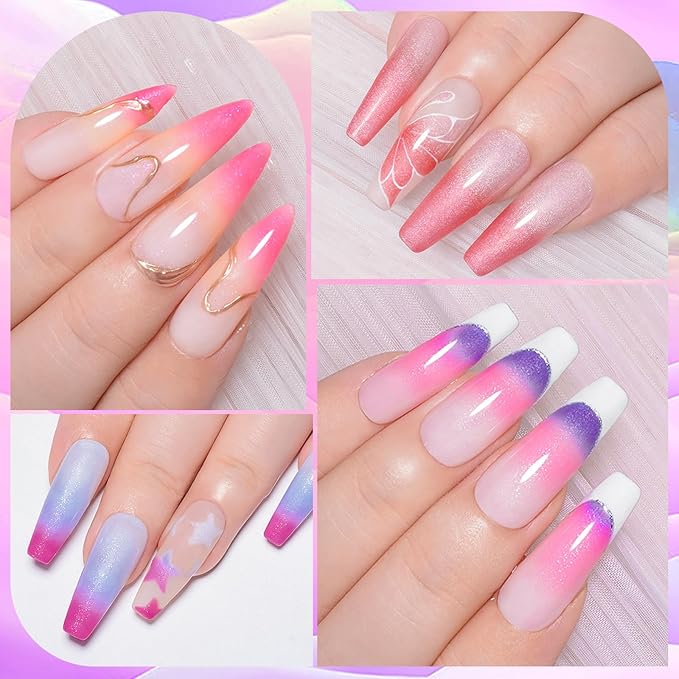 MEET ACROSS 12PCS Thermal Nail Gel Polish, Temperature Shiny Color Changing Gel Polish, Soak Off UV Sequins Gel Polish Nail Art DIY Salon Manicure Gifts