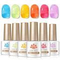 Born Pretty Jelly Pastel Gel Nail Polish Spring Summer Crystal Glass Translucent Bubble Gel Polish Pink Purple Green Blue Yellow Soak Off Gel Polish Kit for Salon Manicure and Nail Art DIY at Home