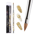 PANA 3D Kolinsky Nail Art Brush - Gold Glitter Handle, Size 4 - Acrylic Nail Art Sculpture Brush for Manicures Pedicure Salon Professional or Beginner