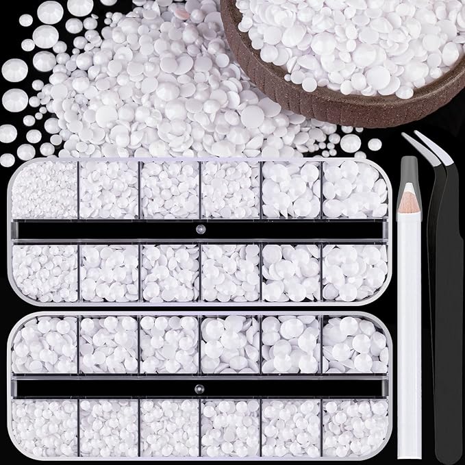 Resin Rhinestones for Crafting, 2/3/4/5/6mm Flatback Jelly Rhinestones, 2 Box White Non Hotfix Crystal Gems for Bedazzling Crafts Mugs Tumblers Clothes Makeup Nail