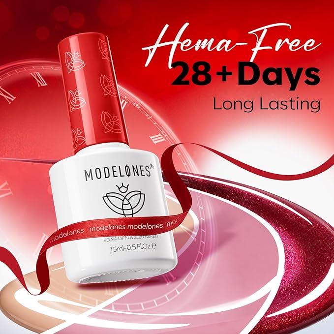 modelones 12Pcs 15ML Red Gel Nail Polish Set, Same Bottle Same Bottle Burgundy Cherry Dark Red Cat Eye Glitter Color Changing Hema Free Gel Polish Kit with Magnet Soak Off Manicure Nail Art DIY