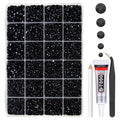 Pure Black Jelly Resin Flatback Rhinestones w B7000 Glue for Bedazzling Crafting 2-6mm Flatback Gems Diamonds Bedazzler Kit Charms for Nails Face Eyes Makeup Tumblers Bottles DIY Crafts Shoes