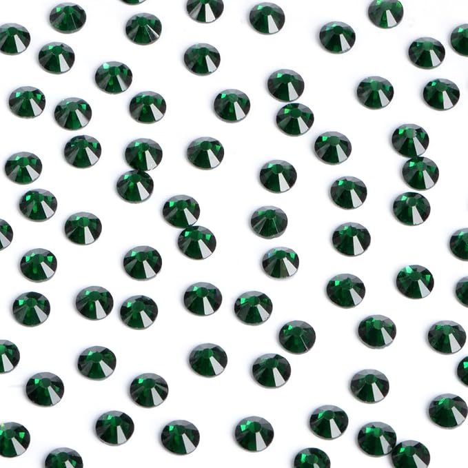 Bymitel Hotfix Crystal Rhinestones Round Gems Iron on DIY Jewelry Making Flat Back for Crafts,Emerald, 6.3mm(SS30/288pcs)