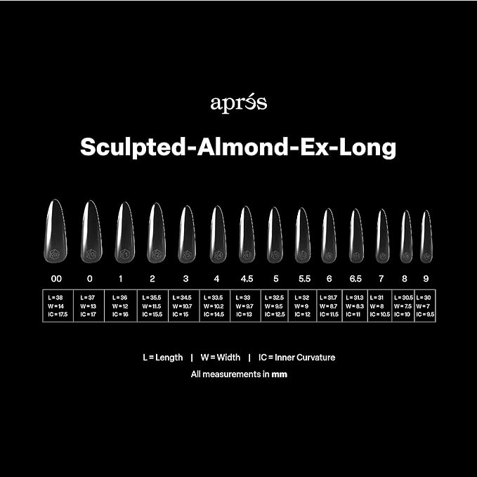Aprés Gel-X® Almond Box of Nail Tips | 280 Gel-X Tips, Soft Tips, 14 Sizes 00-9 | Half-sizes Included (Sculpted Almond Extra Long, 280 Count)
