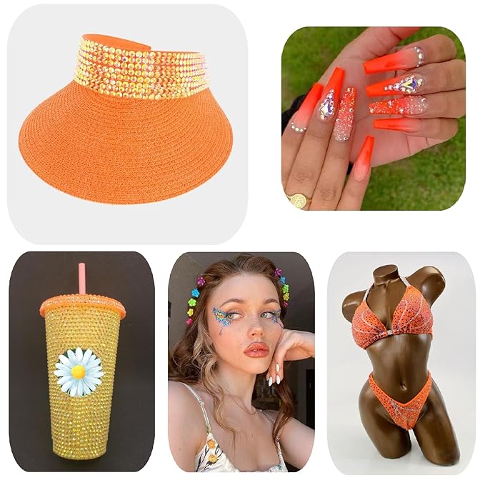 30000PCS Yellow AB Resin Flatback Rhinestones Kit, Jelly Resin Non-Hotfix Rhinestones for Crafts Makeup DIY Decoration Tumblers Nail Art 2mm, 3mm, 4mm, 5mm