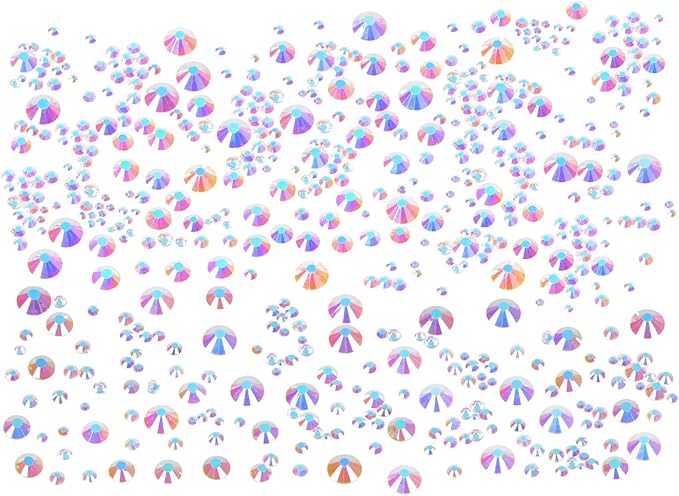 Bymitel 5000 Pieces 6 Mixed Sizes Glue Fix on Glass Rhinestones Round Crystal Gems Flatback for DIY Jewelry Making with one Picking Pen(6-Sizes 5000PCS, Starry Meteor)