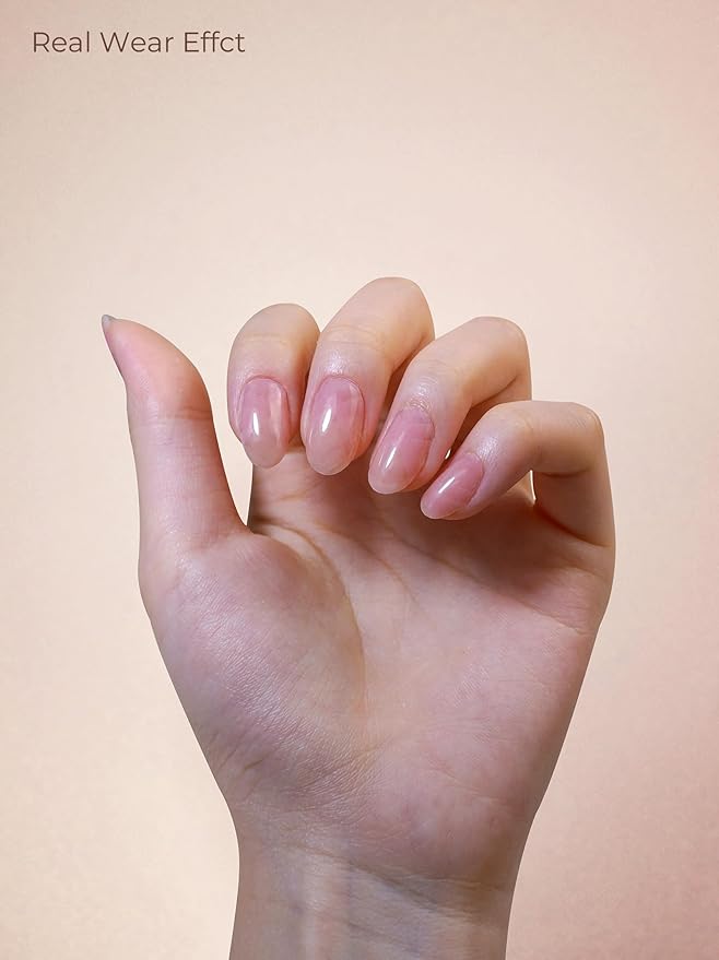 Pre Cured Gel Nail Strips - 44PCS Salon Quality Gel Nail Stickers - Long Lasting Polish Wraps for Women no UV Light Needed Easy Apply & Remove (Vintage Pink