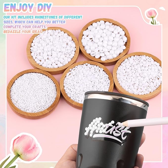 30000Pcs Resin Rhinestones for Bedazzling with B7000 Jewelry Glue, White Flatback Gems Rhinestones for Crafting, Clothing Tumblers Mugs Shoes Fabric Decor Nail Art