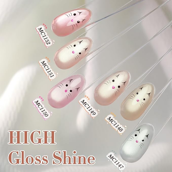 Double Rhythm 0.5 Oz Cat Eye Gel Polish with Magnet Same Color Same Bottle Holographic Glitter Shimmer Translucent Color Salon 15 ML Magnetic Nail Art (Apricot Peach-MC1151)