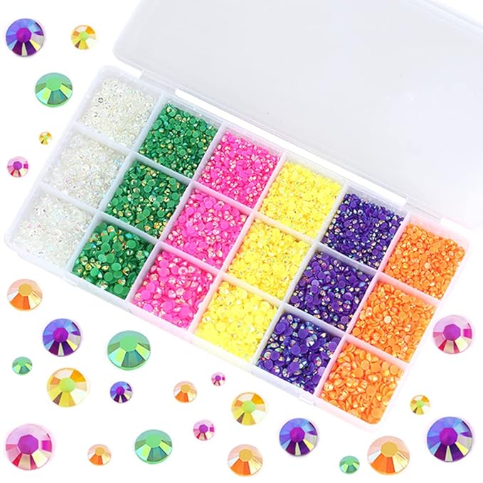 22380pcs Resin Rhinestones Set 3/4/6mm Flatback Stones Glitter Crystal Bulk for Garment Nail Art Decorations Resin Flatback Rhinestones Kit for Nail Crafts Tumbler Round Shape(HH)