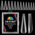EBANKU 120Pcs Poly Extension Gel Dual Forms Clear Tips Set - Acrylic False Nails With 12 Sizes Square Stiletto Gel Forms Full Cover Reusable Molds