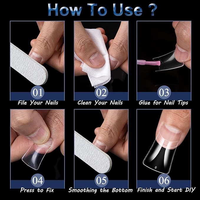 BlueZOO Duck Nail Tips, 500Pcs Clear C Curve False Nail Tips for Acrylic Nails, Gel Half Cover Wide French Nails 10 Sizes, Y2K Nail Extension Professional Salon & Home DIY Nail Art for Women Girls