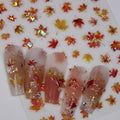Fall Nail Stickers Thanksgiving 5D Embossed for Glitter Maple Leaves Glitter Nail Art 3D Self-Adhesive Nails Decoration Autumn Holiday Nail Decals DIY for Women Girls Manicure Supplies 4 Sheets