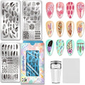 PH PandaHall 3pcs Feather Nail Stamping Plates Dreamcatcher Nail Art Templates Feather Flower Nails Image Plates Dreamy Pendant Nails Design Stamp for Women Manicures Salon DIY Printing Decoration