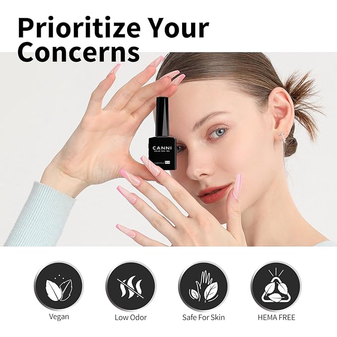 CANNI Black Gel Nail Polish, 1Pcs Pure Black Gel Polish Color High Gloss Soak Off U V Nail Manicure Salon DIY