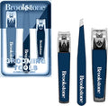 Brookstone Nail Clippers Set - Premium Stainless Steel Nail Clipper and Nail Cutter with Rubberized Non-Slip Grip, Includes Case and Tweezer, Two Nail Clippers for Precision Grooming (Navy)