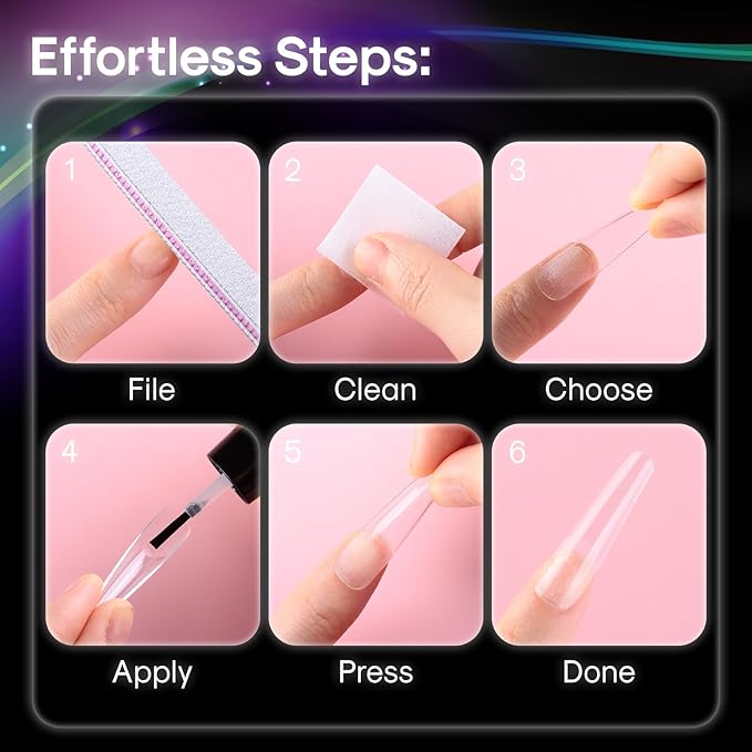 Flattened No C Curve, XXL Coffin Nail Tips, Half Matte Clear Half Cover Coffin Flat Tips for Acrylic Nails Salons Home DIY Extensions(12 Sizes 240PCS)